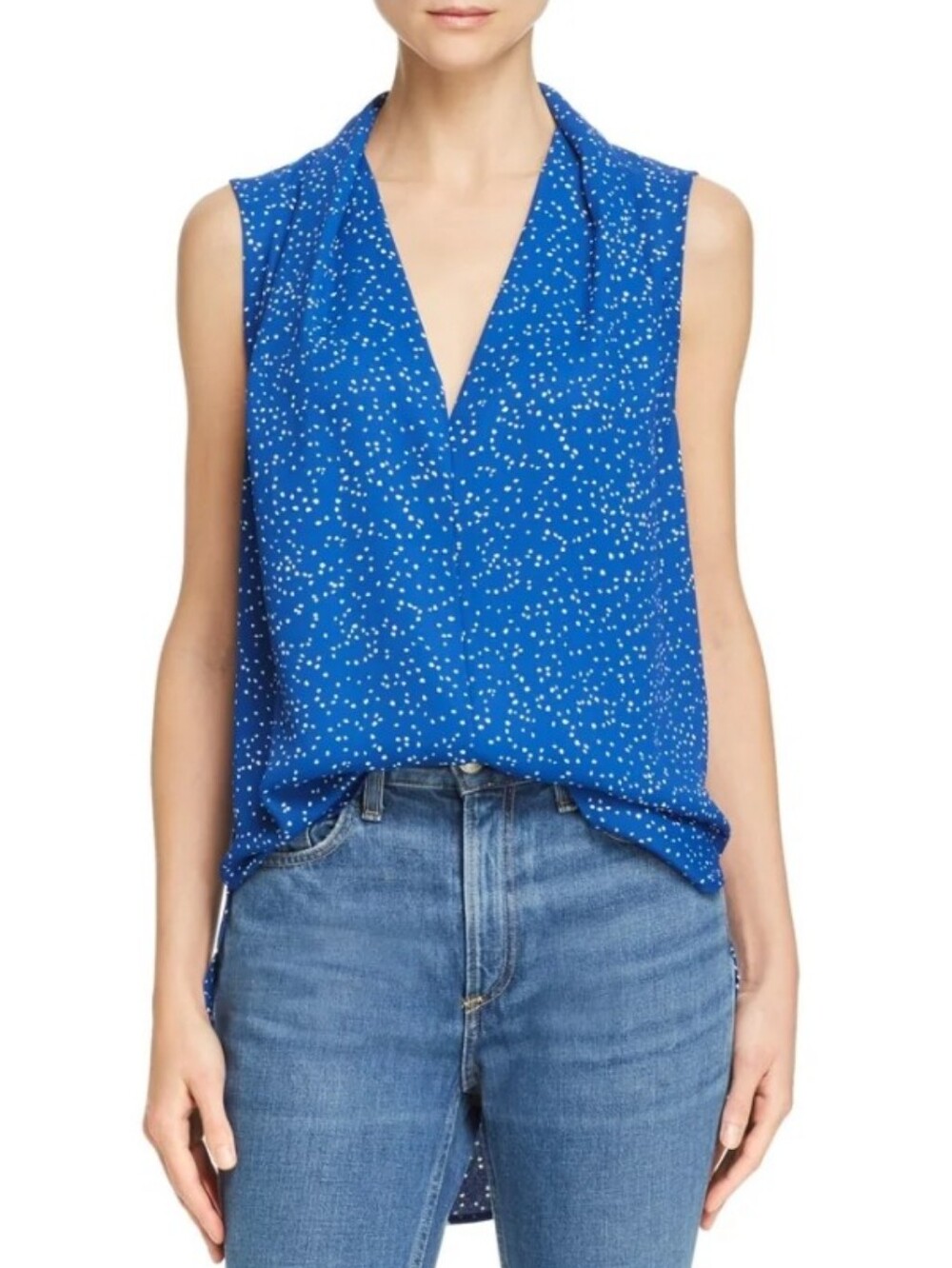 Equipment Cheyenne Dot Print Sleeveless Pullover Blouse